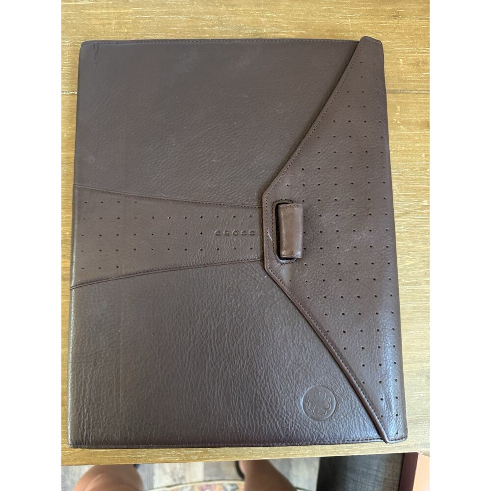 Vintage Cross Autocross Brown Leather Daily Agenda Portfolio Case Notepad